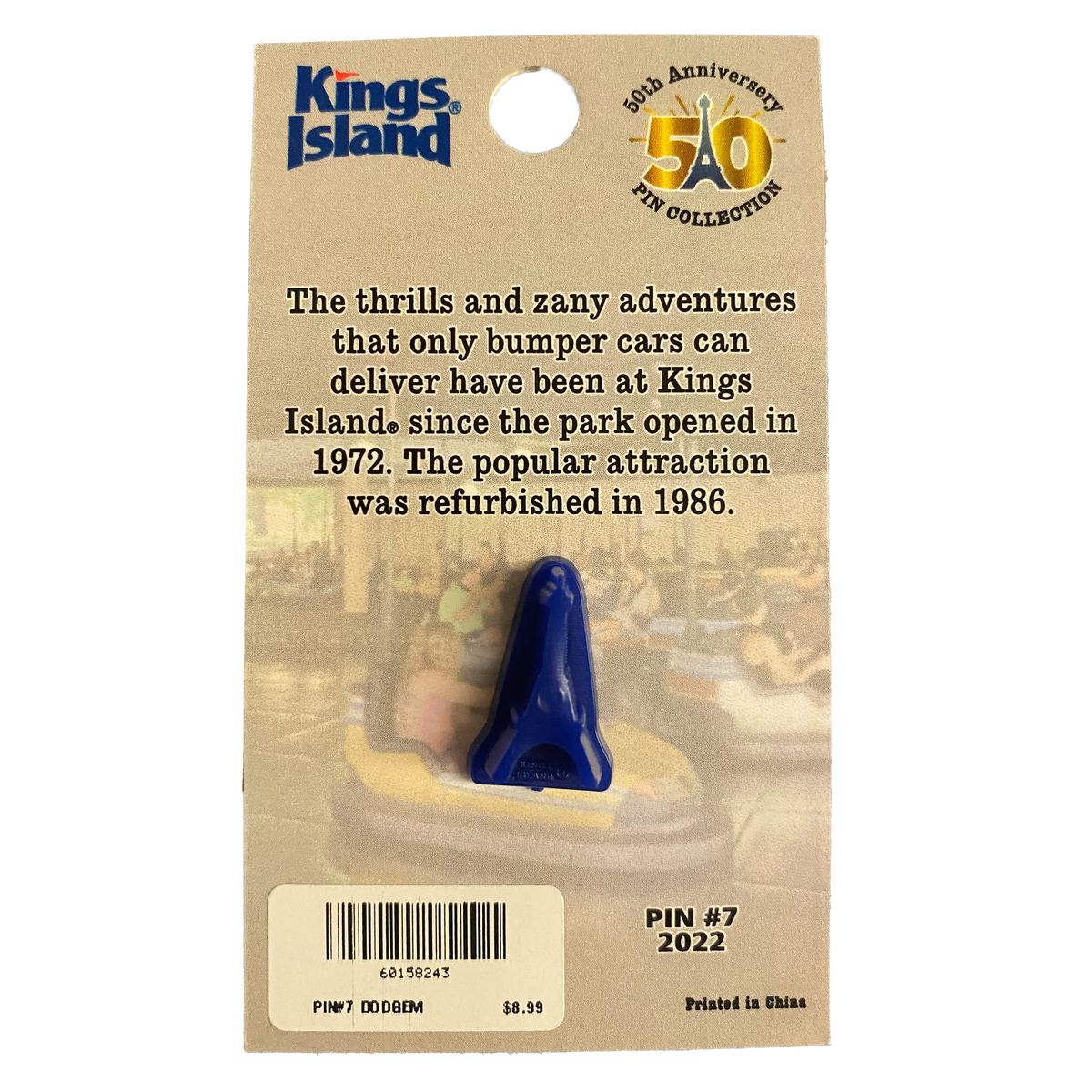 Kings Island 50th Anniversary Pin 7 Dodgem Cedar Fair Merchandise