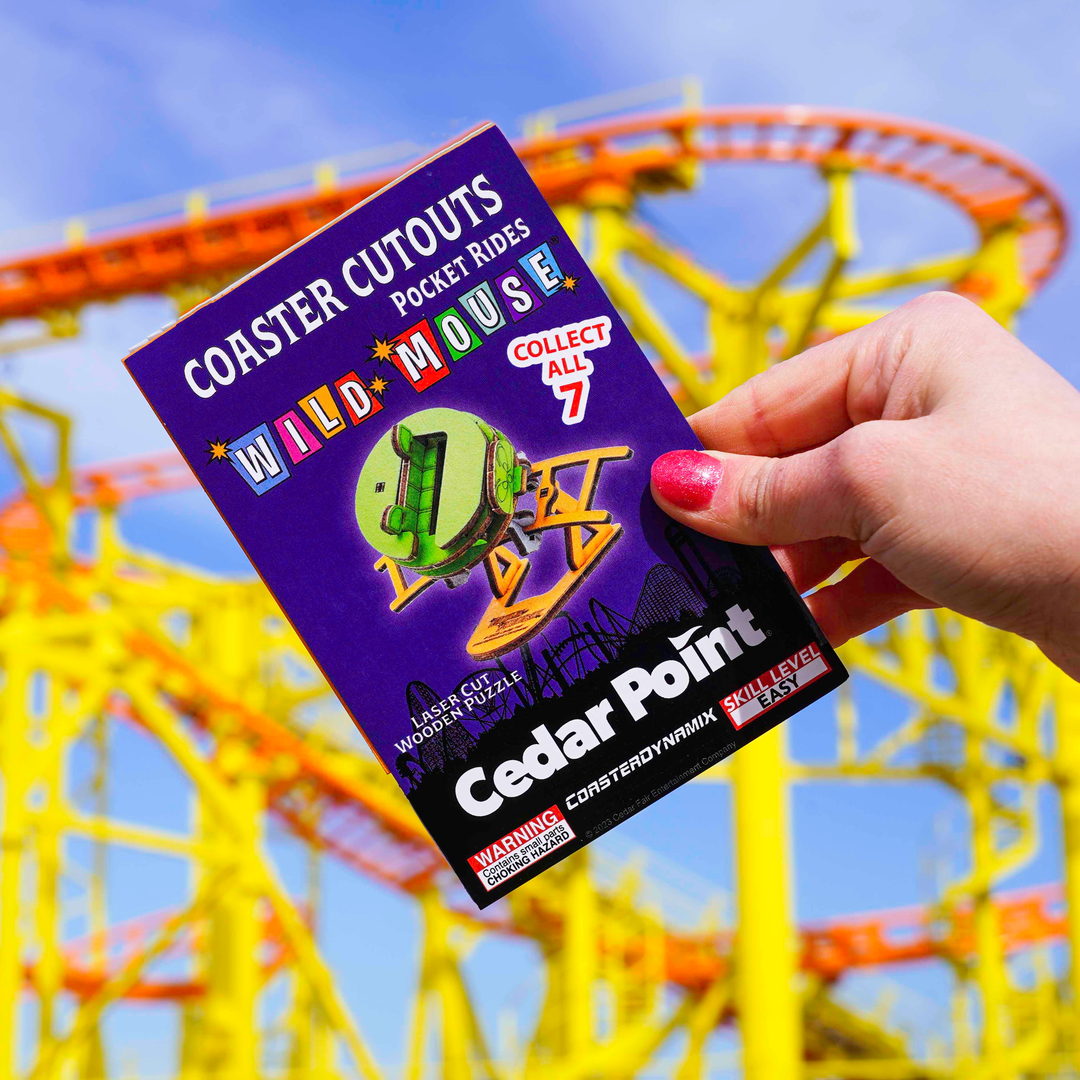 Cedar Point Wild Mouse Blue Mini Coaster Cutout