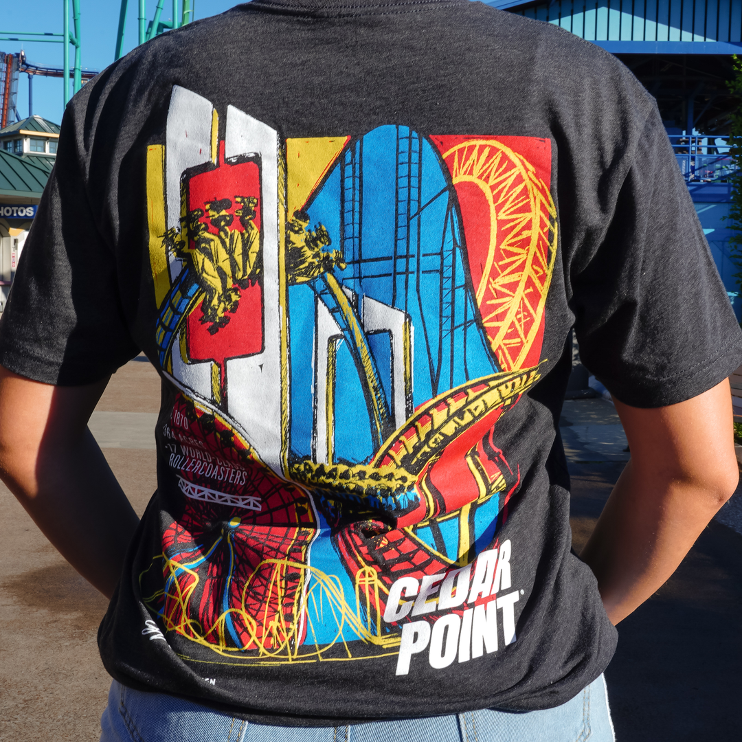 Cedar Point Coaster Stamp Collage Tee