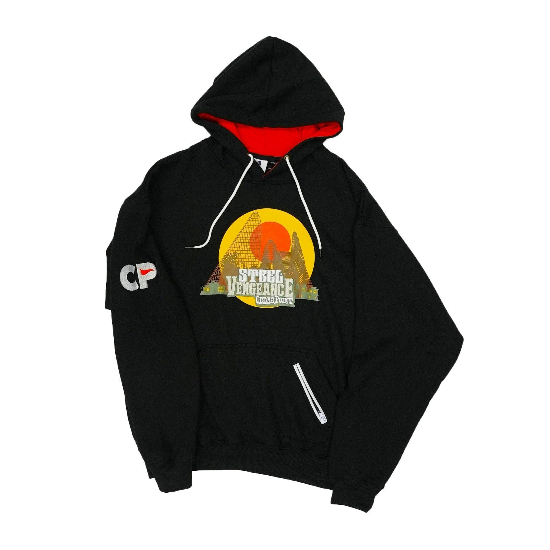 PANDEAD PRESTIGE APPAREL コラボ Cedar Point Steel Vengeance Sunset Hooded Zipper Pocket Sweatshirt