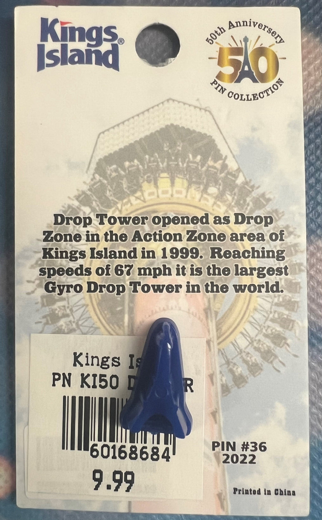 Kings Island 50th Anniversary Pin # 36 – Drop Tower