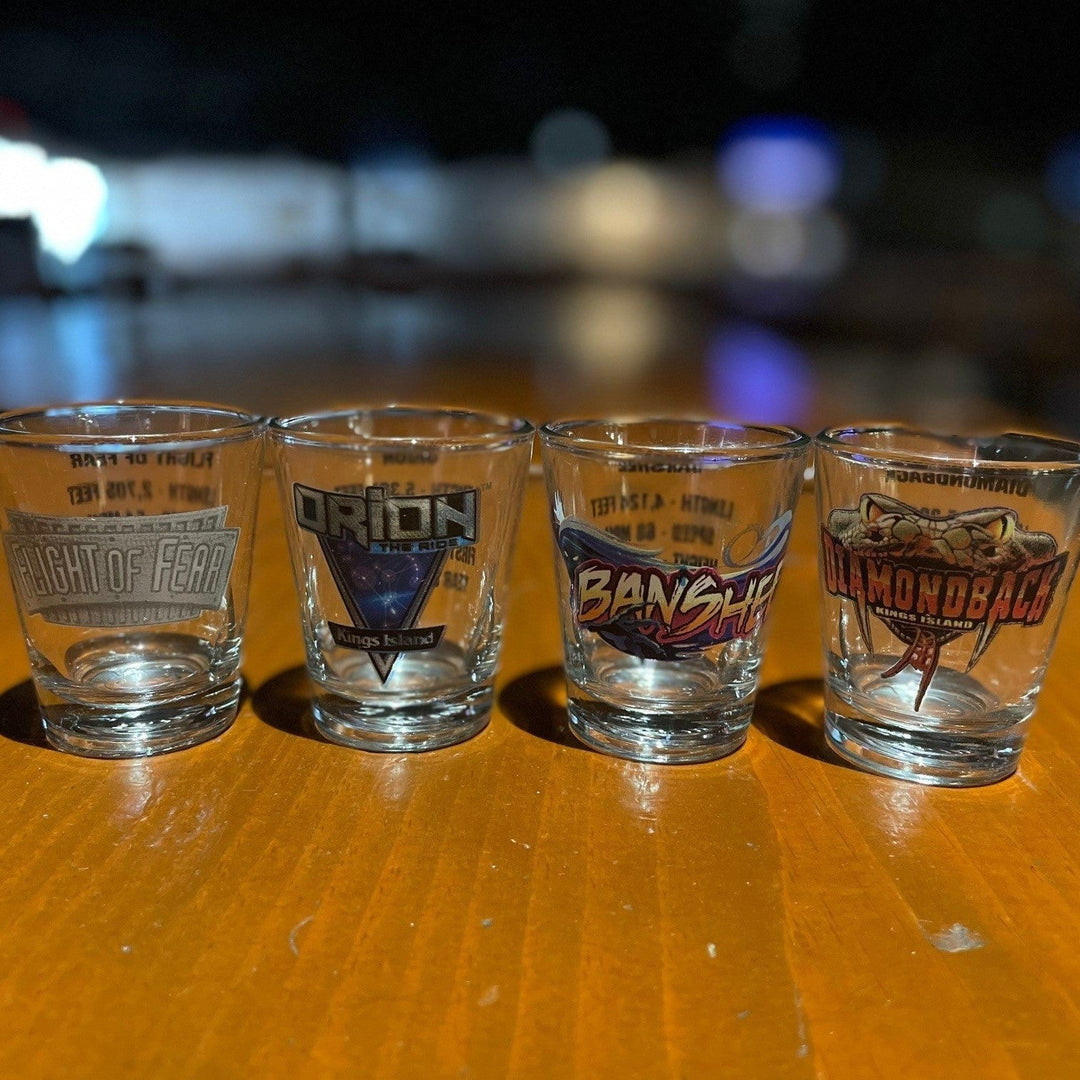 Kings Island Steel Coasters 4-pc Shot Glass Set