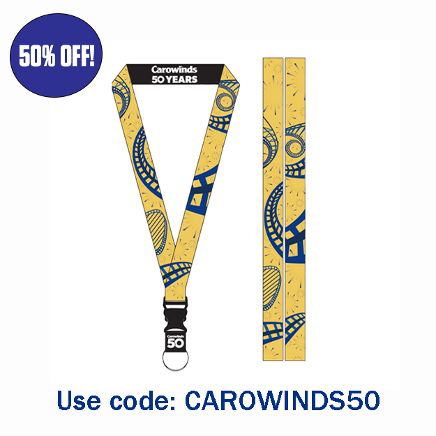 Carowinds 50th Anniversary Yellow/Blue Fireworks Lanyard
