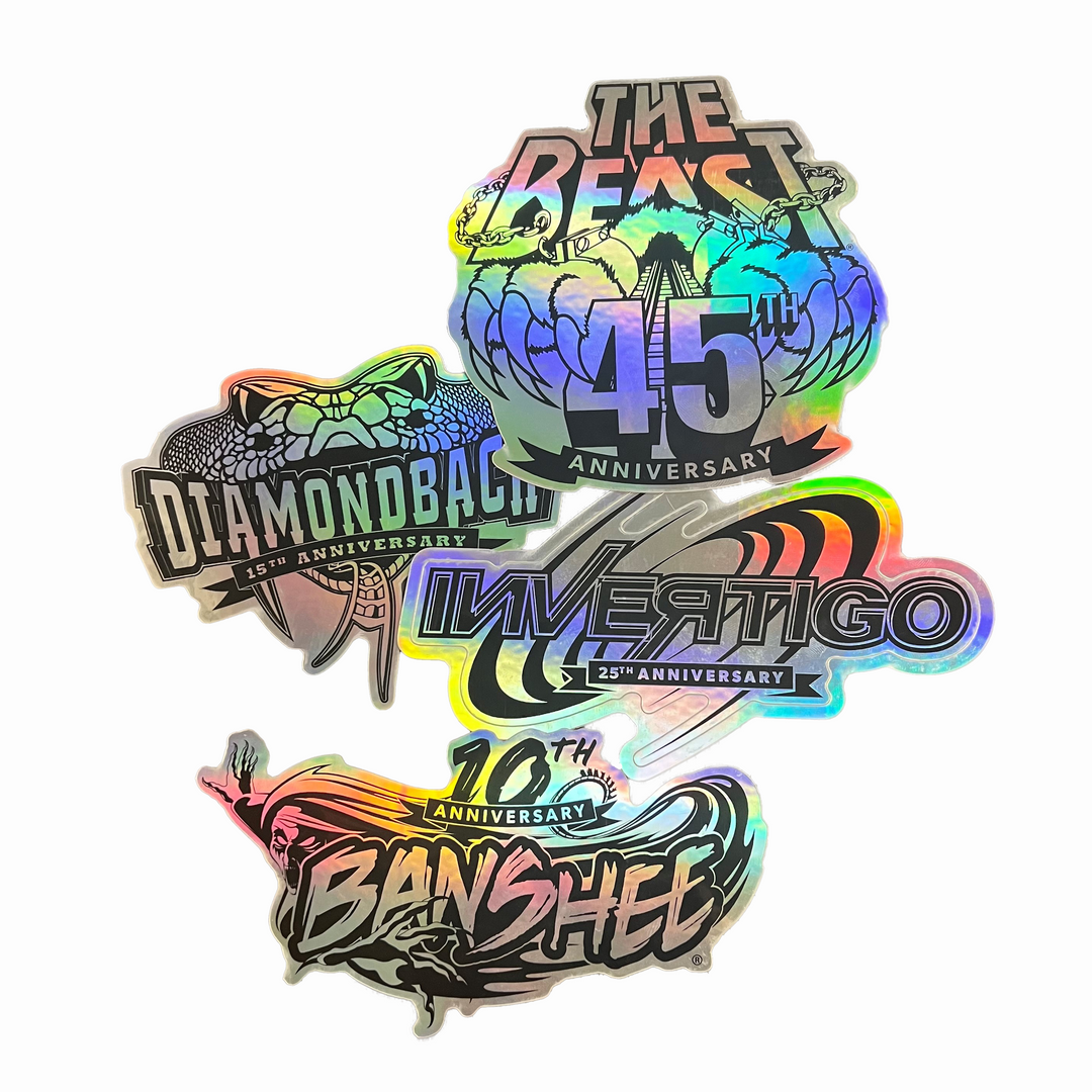 Kings Island Holographic Ride Anniversary Sticker Pack