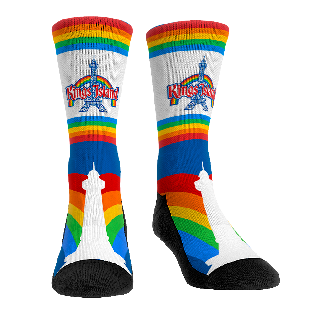 Kings Island Rainbow Eiffel Tower Crew Socks