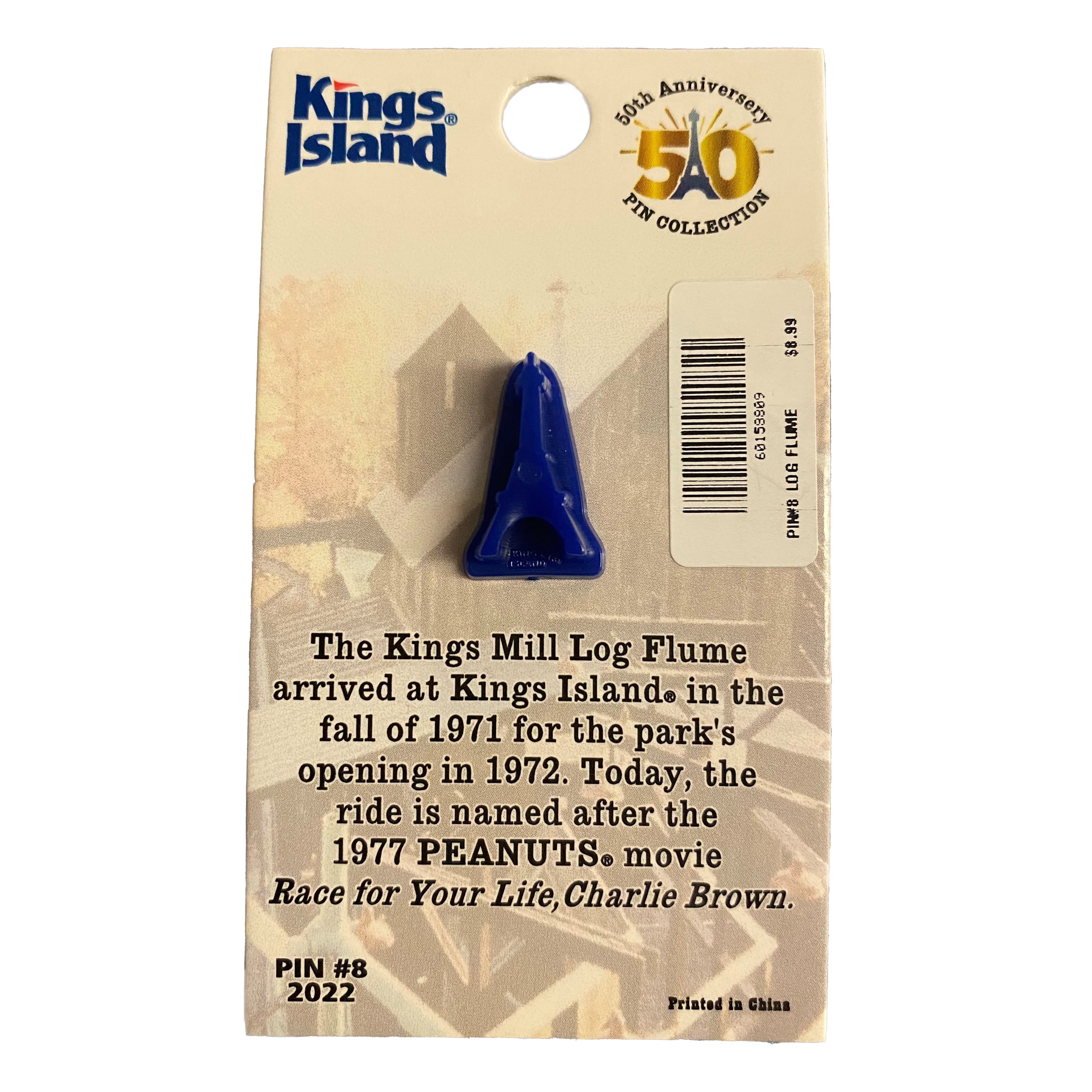 【Paragraph】24FW★ No.005 DAMAGED ELLIPSE LOGO L/S Kings Island 50th Anniversary Pin # 8 - Kings Mill Log Flume