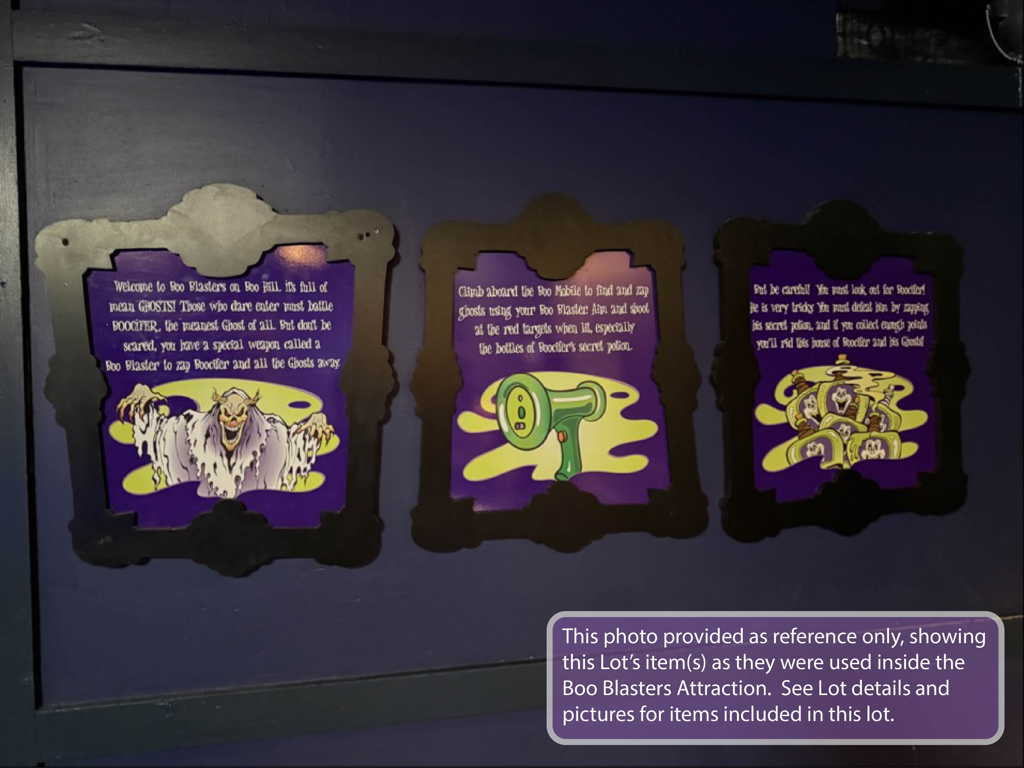 Lot # 3 – Boo Blasters Storyline 3pc Signage - Queue Reference 5.1