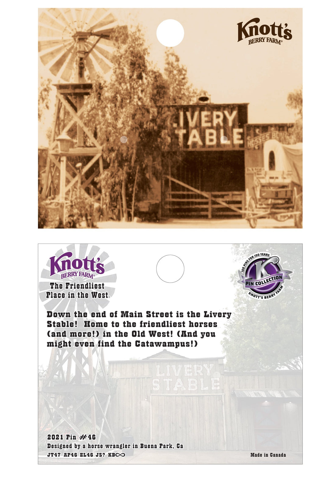 Knott's Berry Farm Livery Stable Collectible Pin