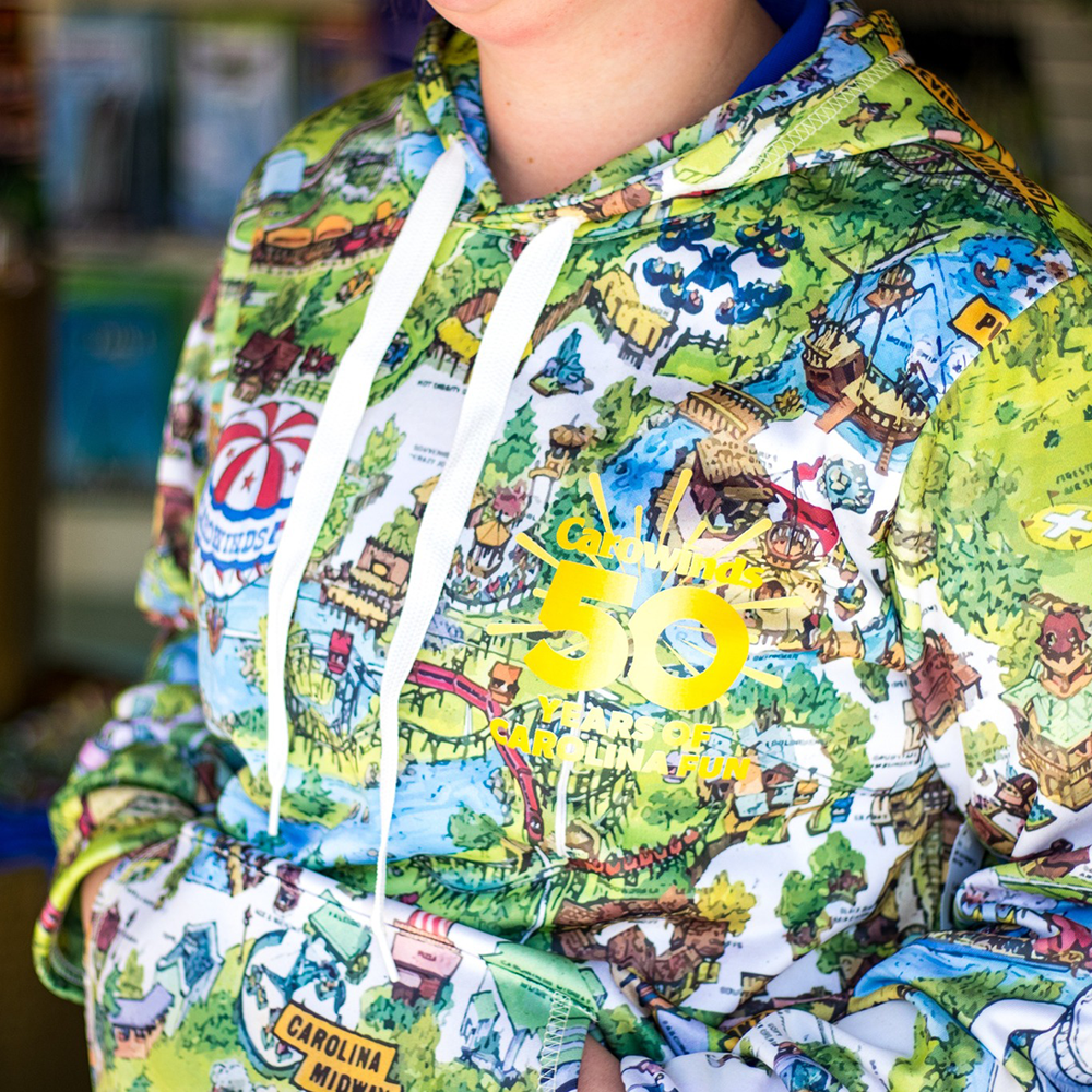 Carowinds Park Map Hooded Sweatshirt - Carowindsparkmaphoodie 