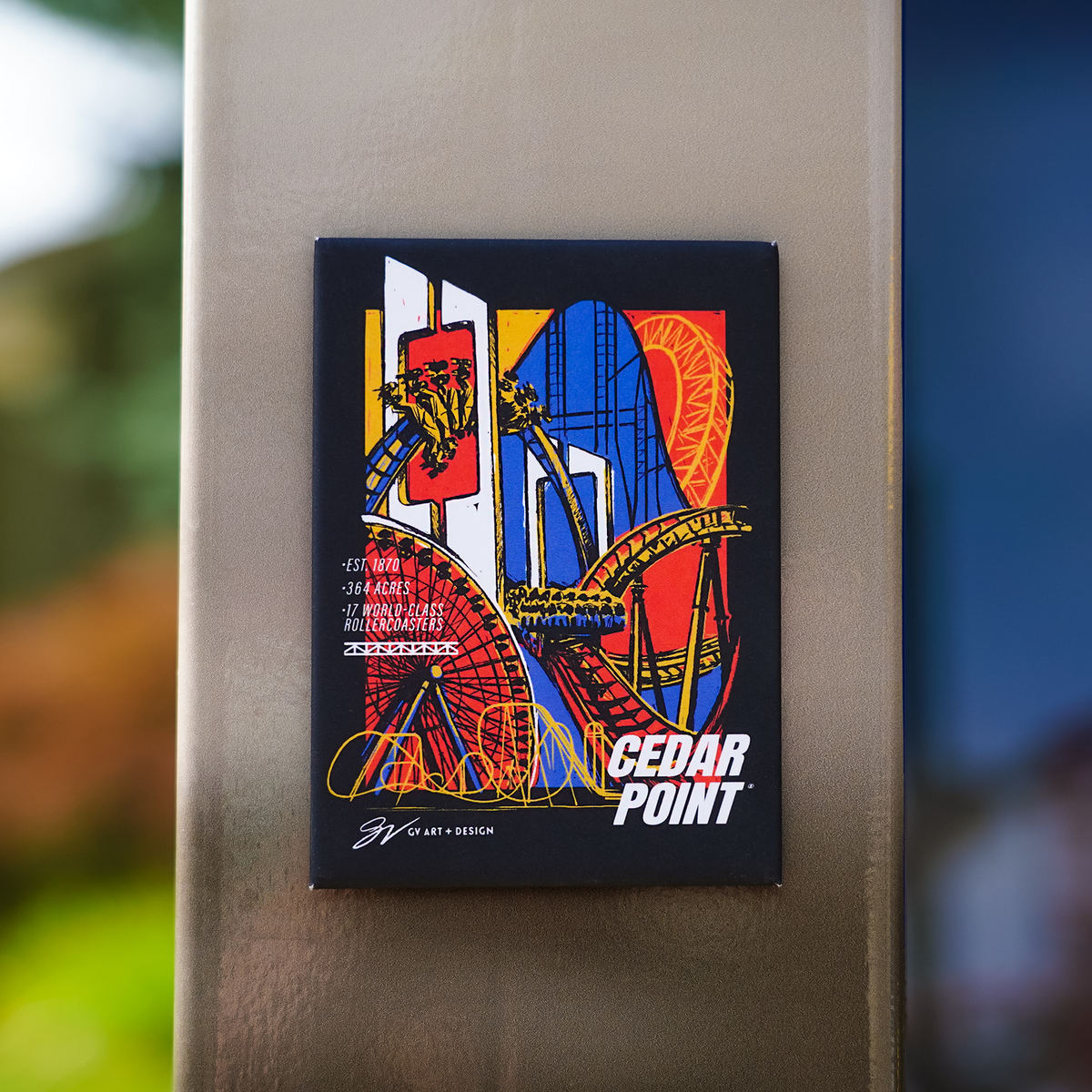 Cedar Point Coaster Stamp Collage Magnet – Cedar Fair Merchandise