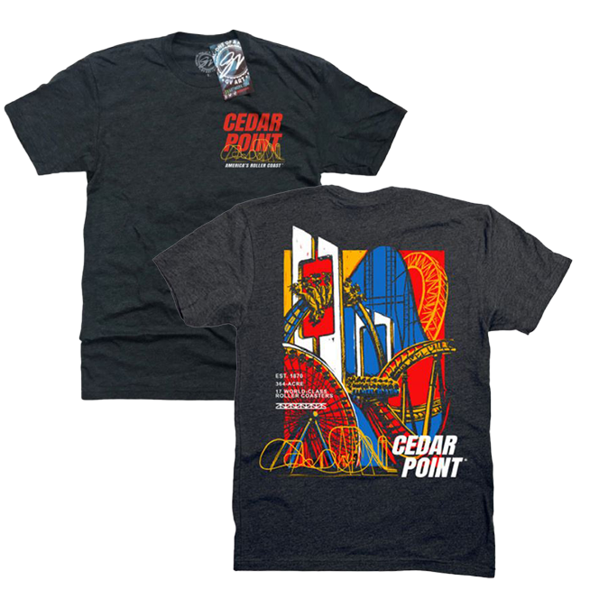 Cedar Point Coaster Stamp Collage Tee