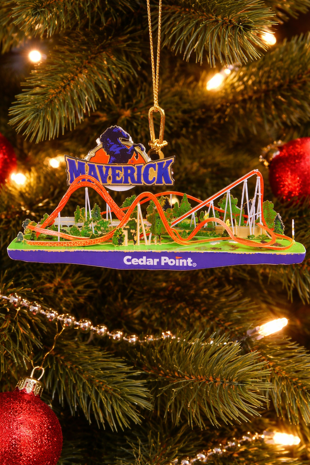 Cedar Point Maverick Layout Brass Ornament
