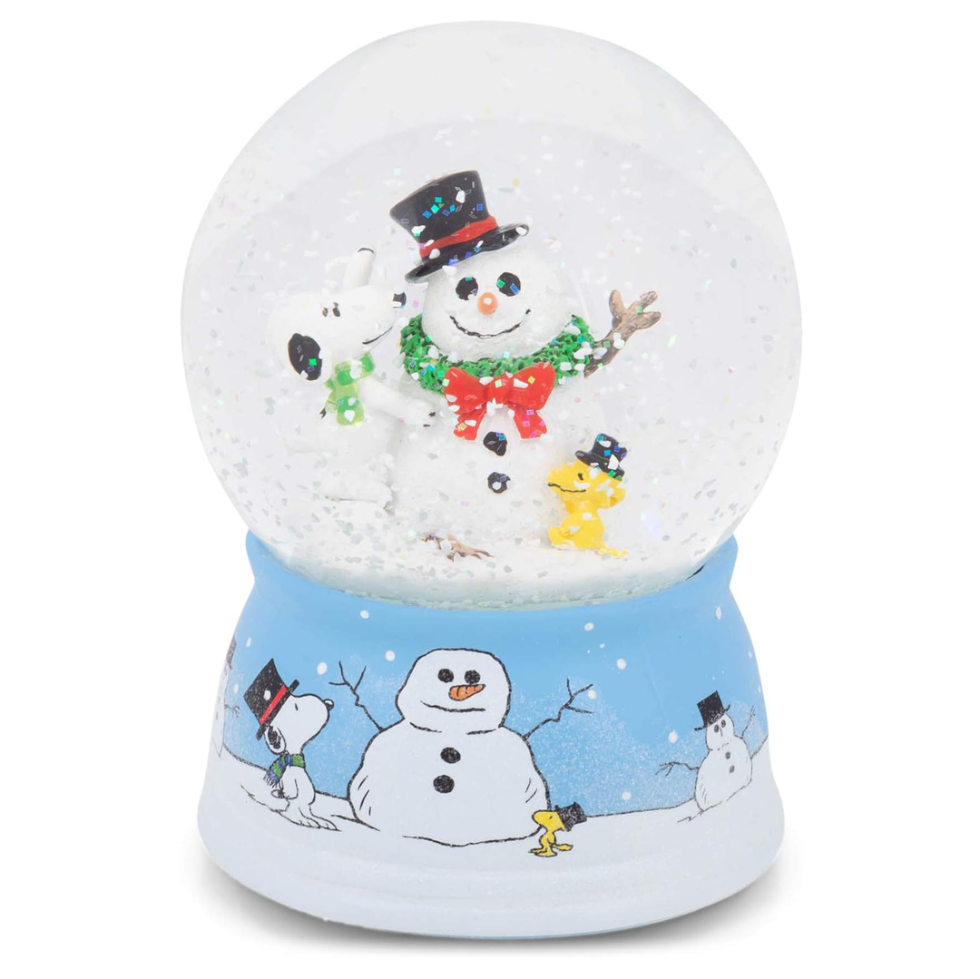 PEANUTS® Snoopy and Woodstock with Snowman Water Globe