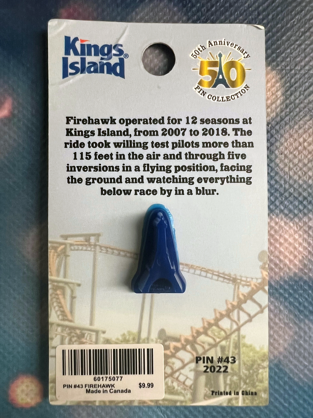 Kings Island 50th Anniversary Pin # 43 - Firehawk